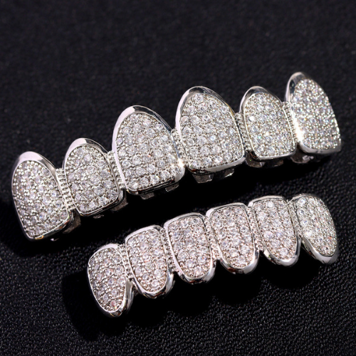Silver Iced Out Grillz