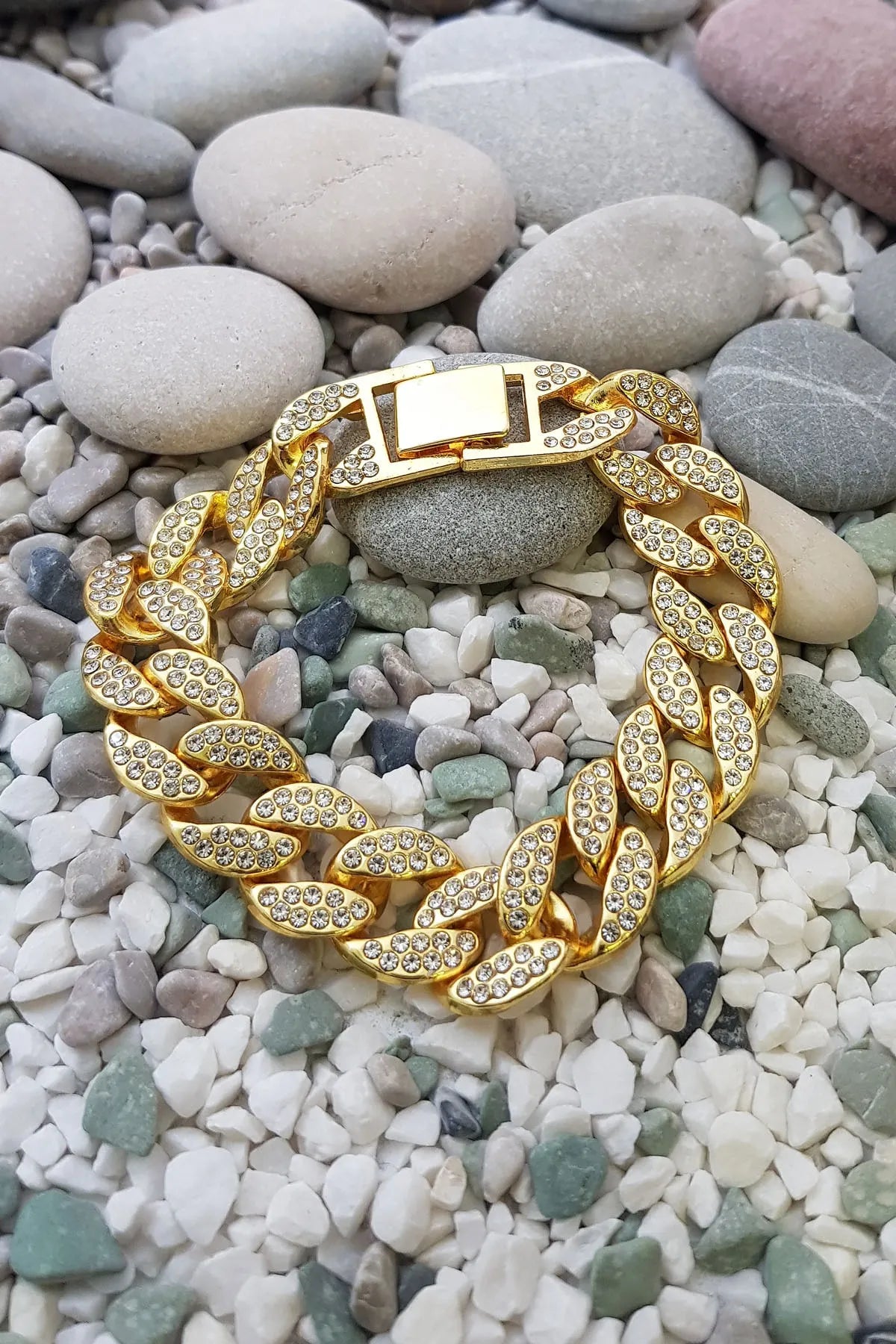 15mm Cuban Bracelet Bileklik Gold