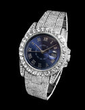 Blue Iced Out Watch Saat