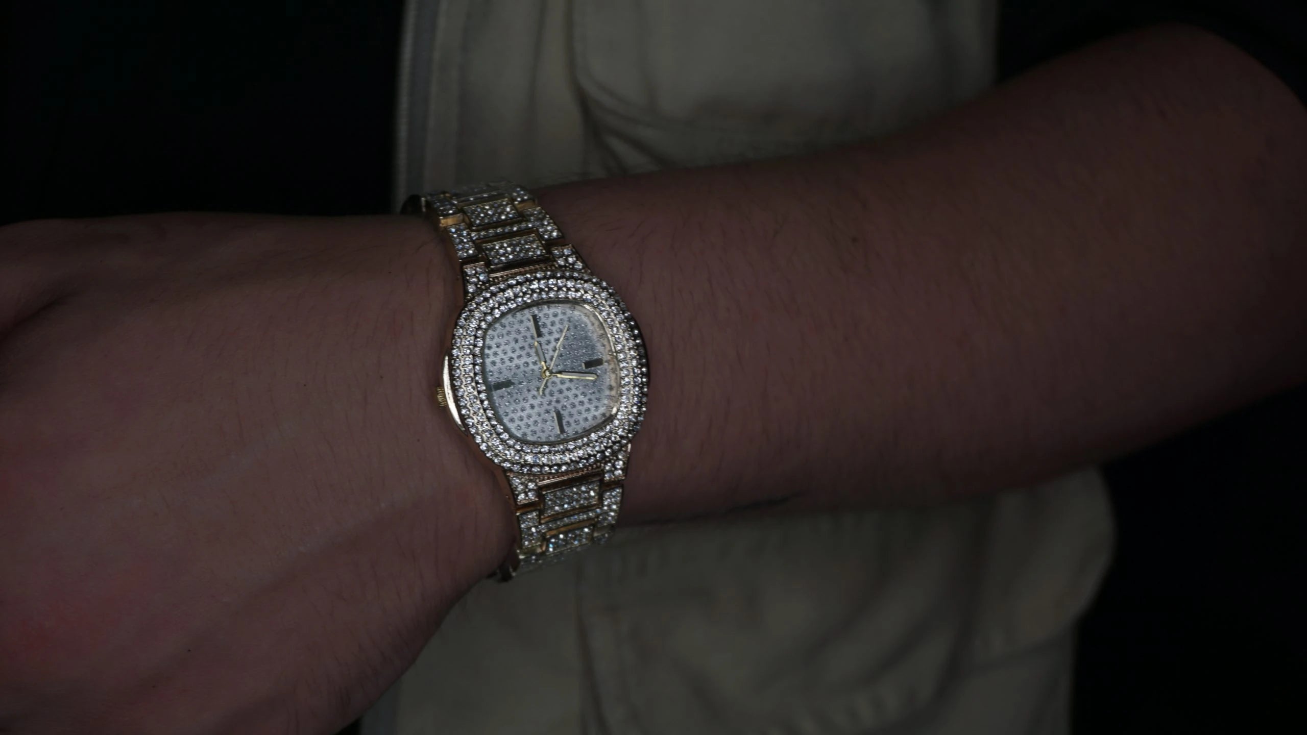 Gold Mini Choppers Iced Out Watch